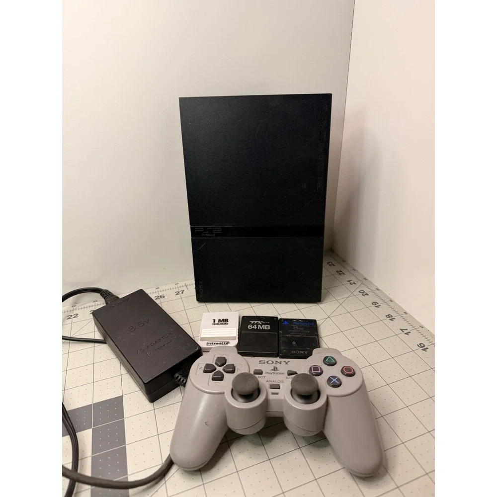 PlayStation 2 PS2 Slim Console Bundle - Tested (Controller, Cords, Memory Card)